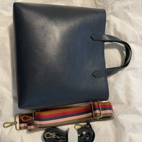 Madewell Navy Blue Small Transport Crossbody Bag with Multicolor Strap - Picture 4 of 7